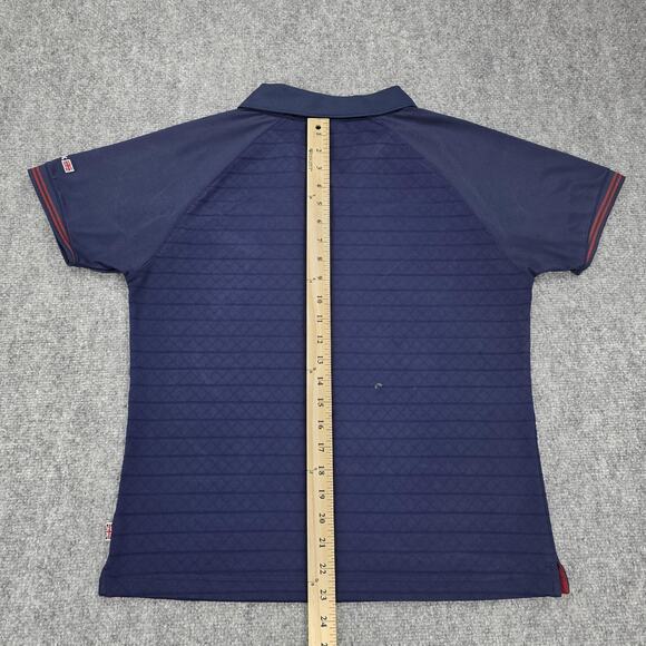 Reebok Classic Polo Shirt Womens Medium Navy Blue Raglan Performance Athletic - Picture 6 of 16